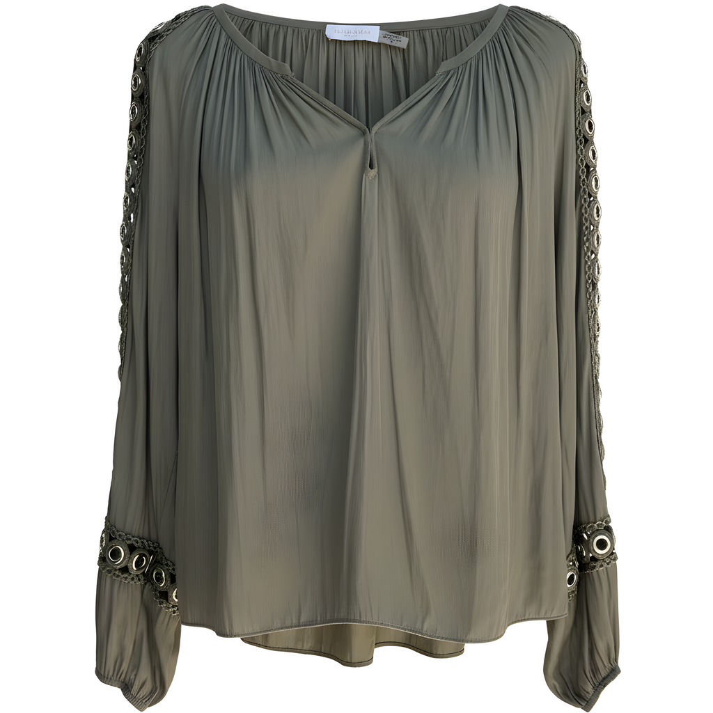 Ramy Brook Olive Grommet Detail Blouse Size Medium