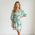 Joie Green toile Print Linen Dress Size Medium