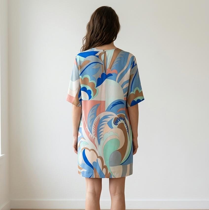 Emilio Pucci Geometric Print Silk Shift Dress Size 48 (8)