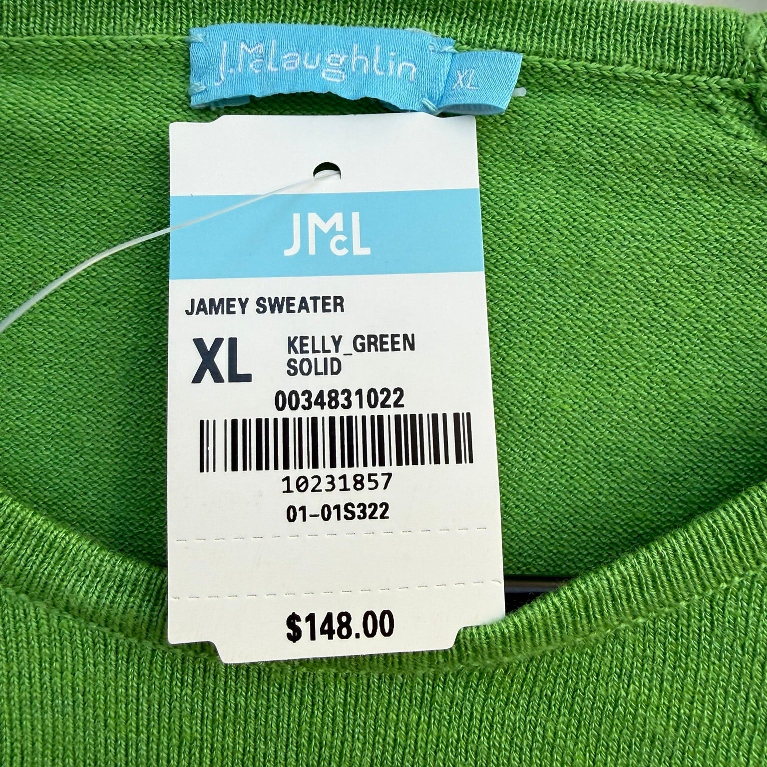 J. McLaughlin Jamey Kelly Green Sweater Size XL