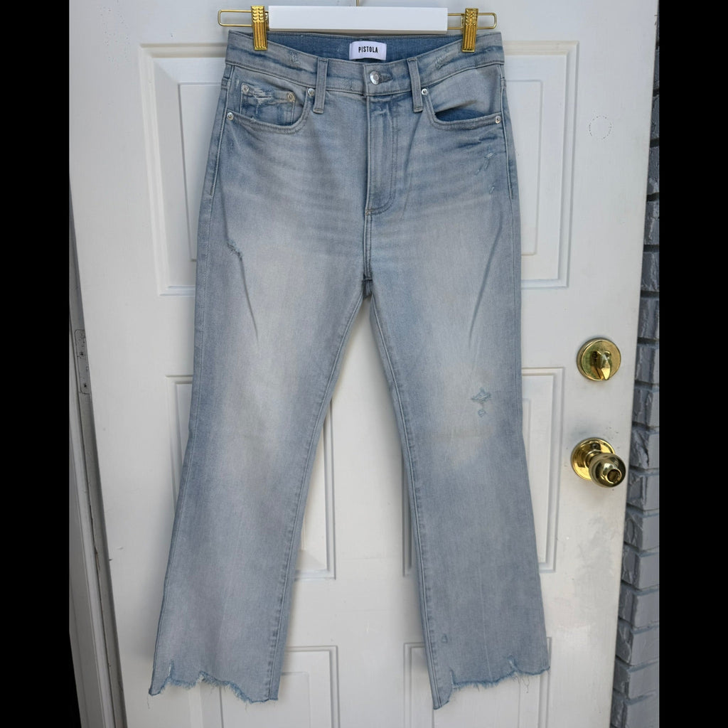 Pistola Light Wash Cropped Flare Jeans Size 27