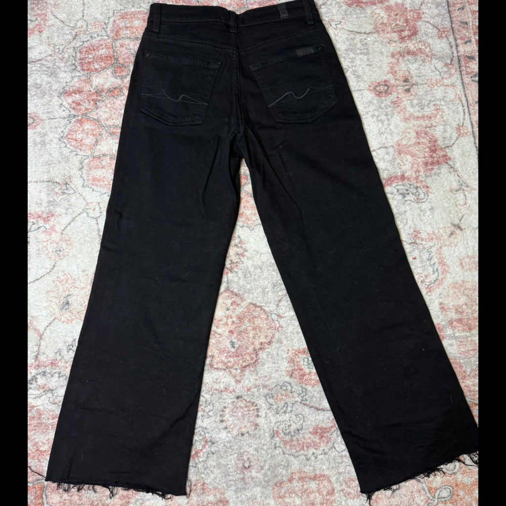 7 For All Mankind Black Raw Hem Jeans Size 27