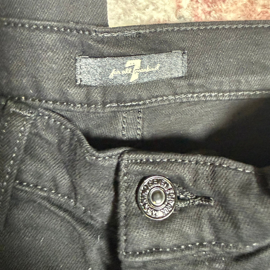 7 For All Mankind Black Raw Hem Jeans Size 27
