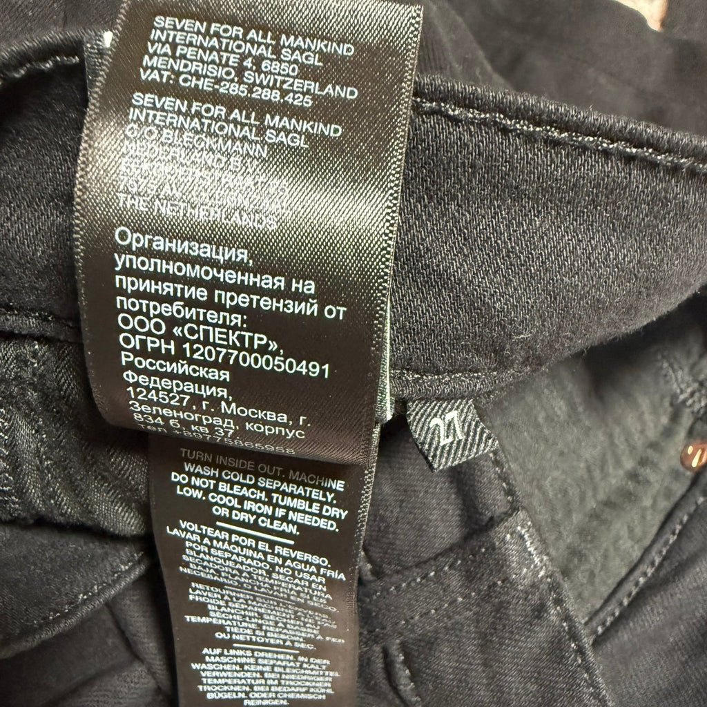 7 For All Mankind Black Raw Hem Jeans Size 27