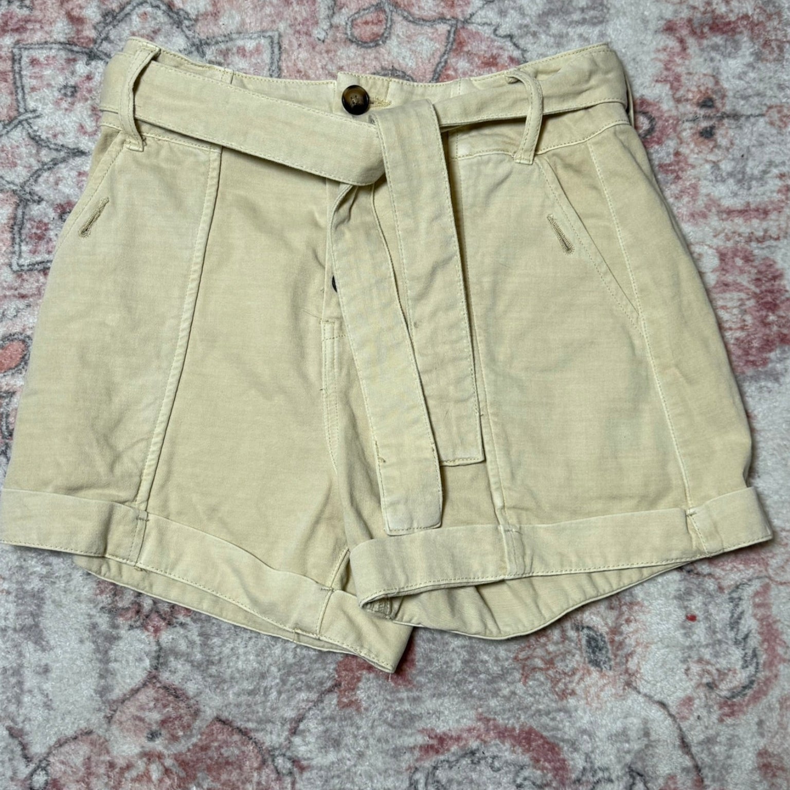 Blank NYC High-Rise Belted Twill Shorts Size 27