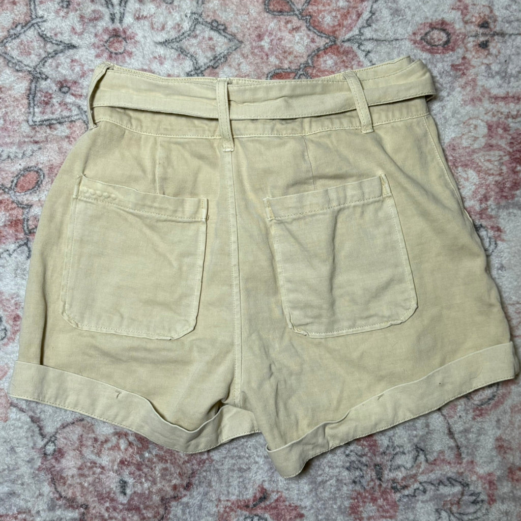 Blank NYC High-Rise Belted Twill Shorts Size 27