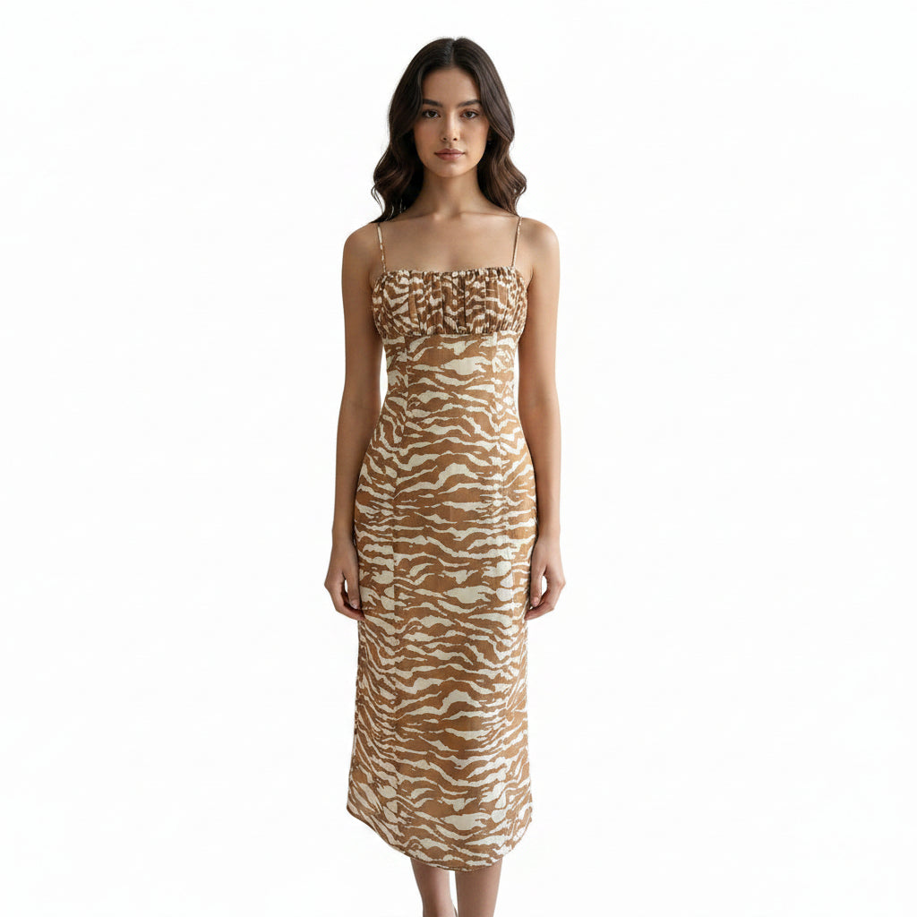 Camilla Coelho Zebra Print Midi Dress Size XXS