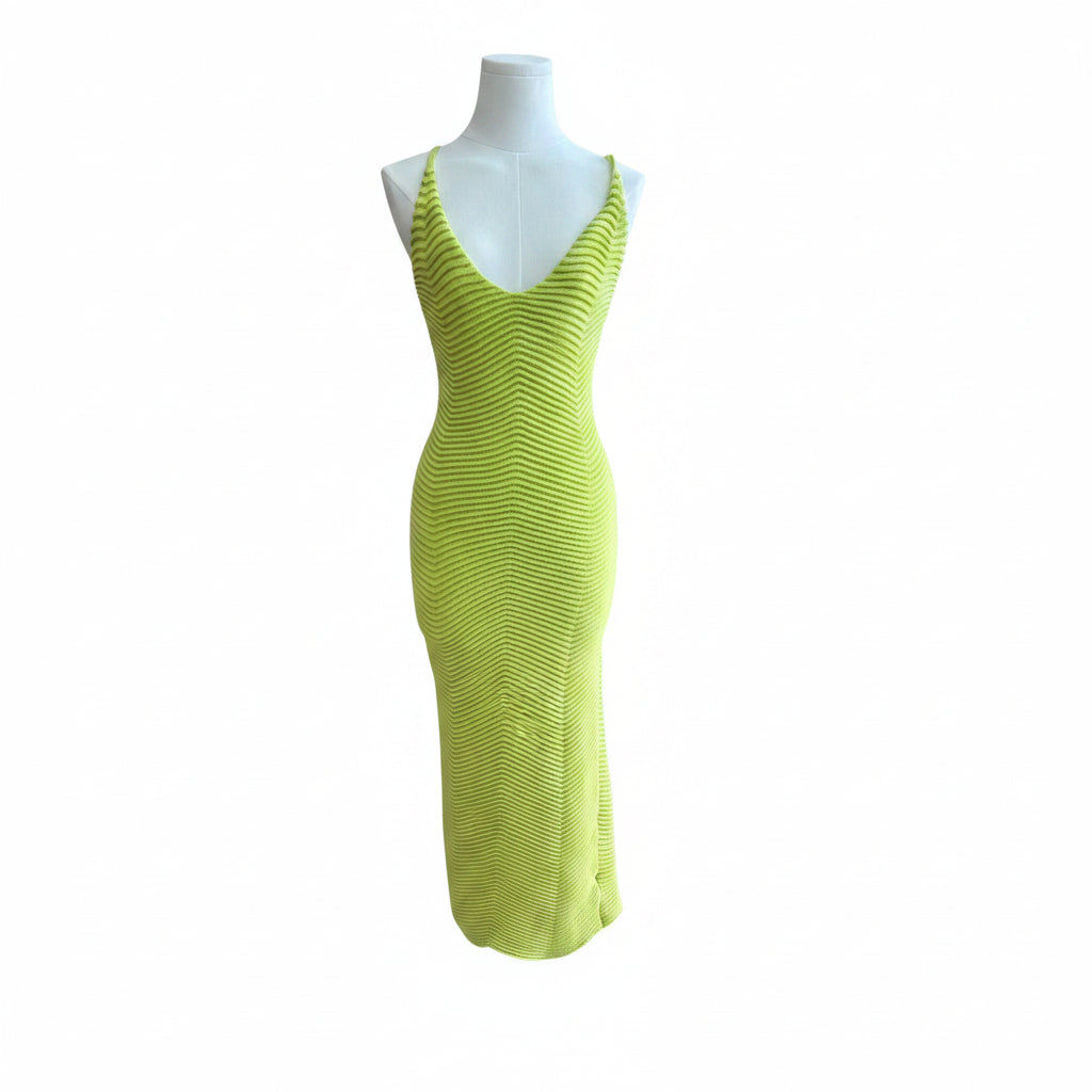 RNWY Line Green Ribbed Knit Dress Size Small