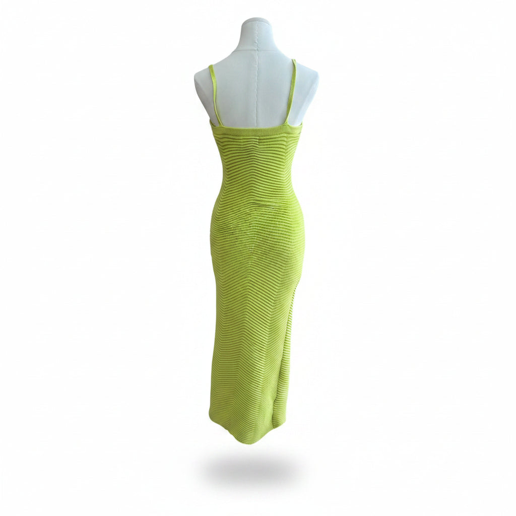RNWY Line Green Ribbed Knit Dress Size Small
