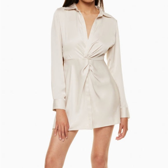 Babaton Satin Twist-Front Mini Dress Size Small
