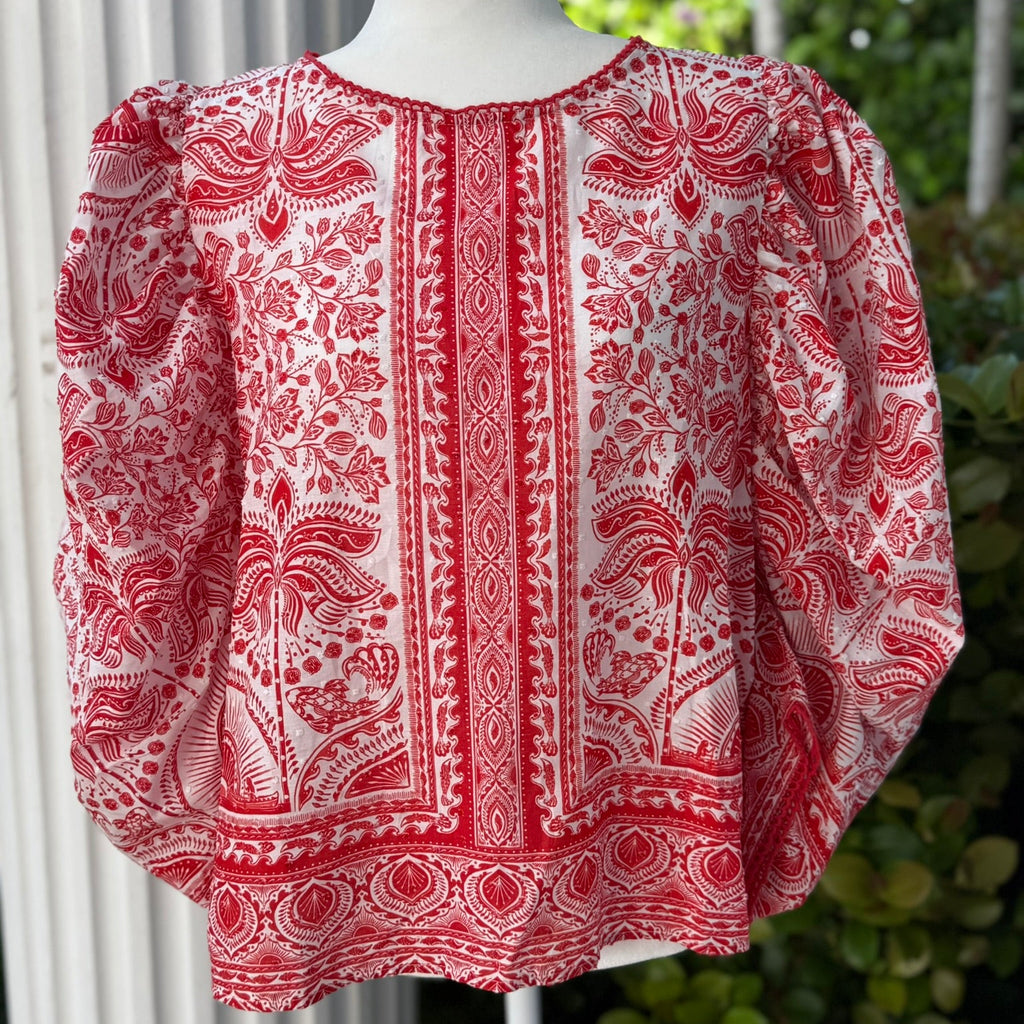 Farm Rio Red River Ride Blouse Size XL