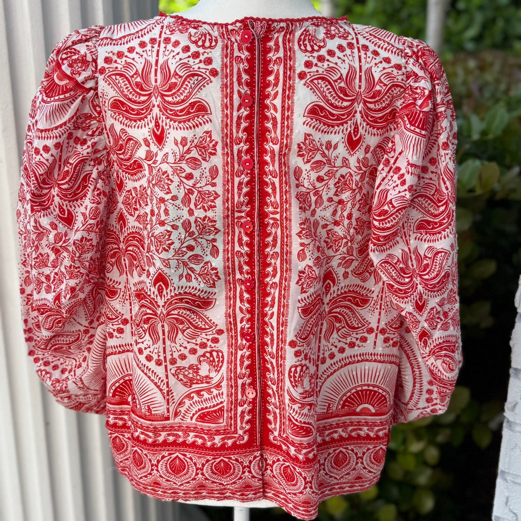 Farm Rio Red River Ride Blouse Size XL