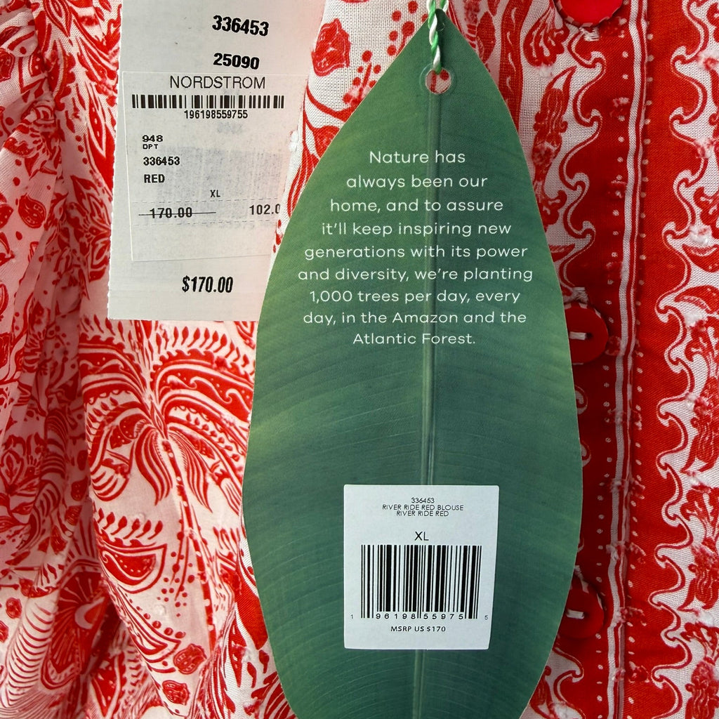 Farm Rio Red River Ride Blouse Size XL