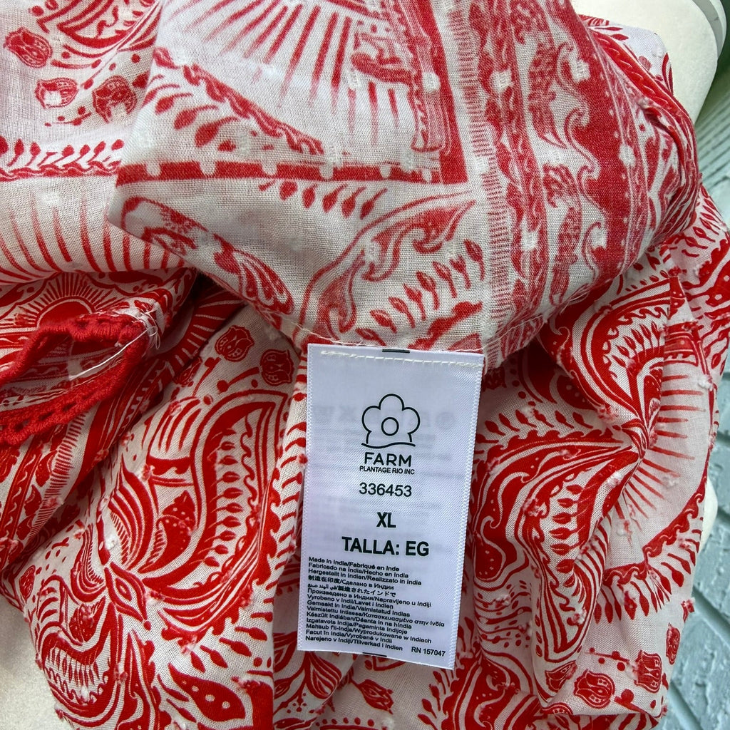 Farm Rio Red River Ride Blouse Size XL