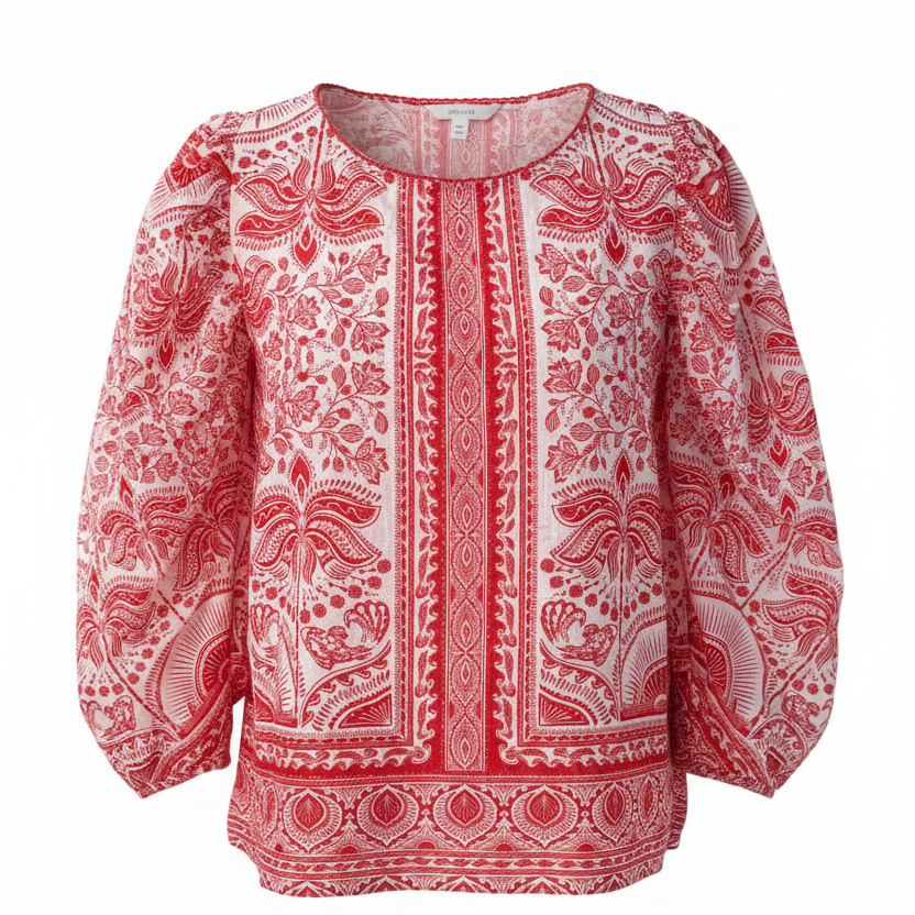 Farm Rio Red River Ride Blouse Size XL