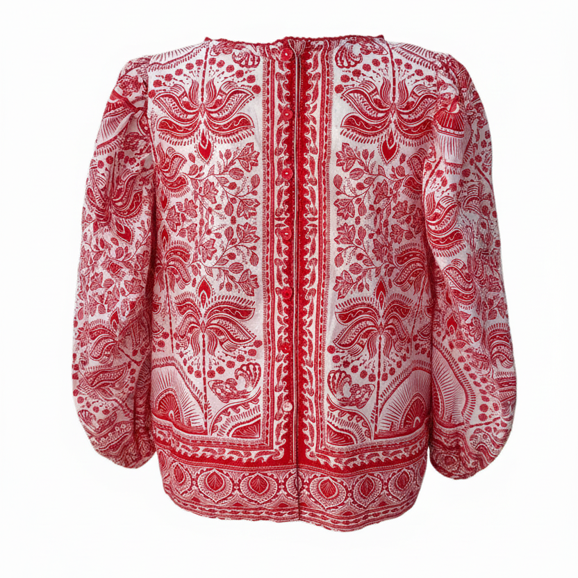 Farm Rio Red River Ride Blouse Size XL