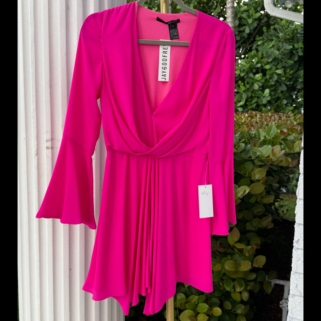 Jay Godfrey Hot Pink Draped Dress Size 2