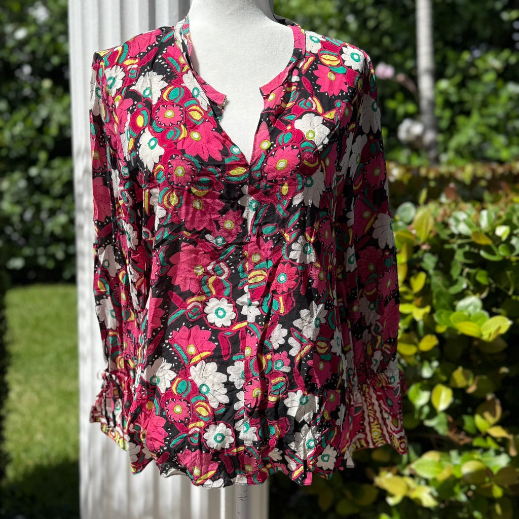 Kobi Halperin Floral Silk Blouse Size Medium
