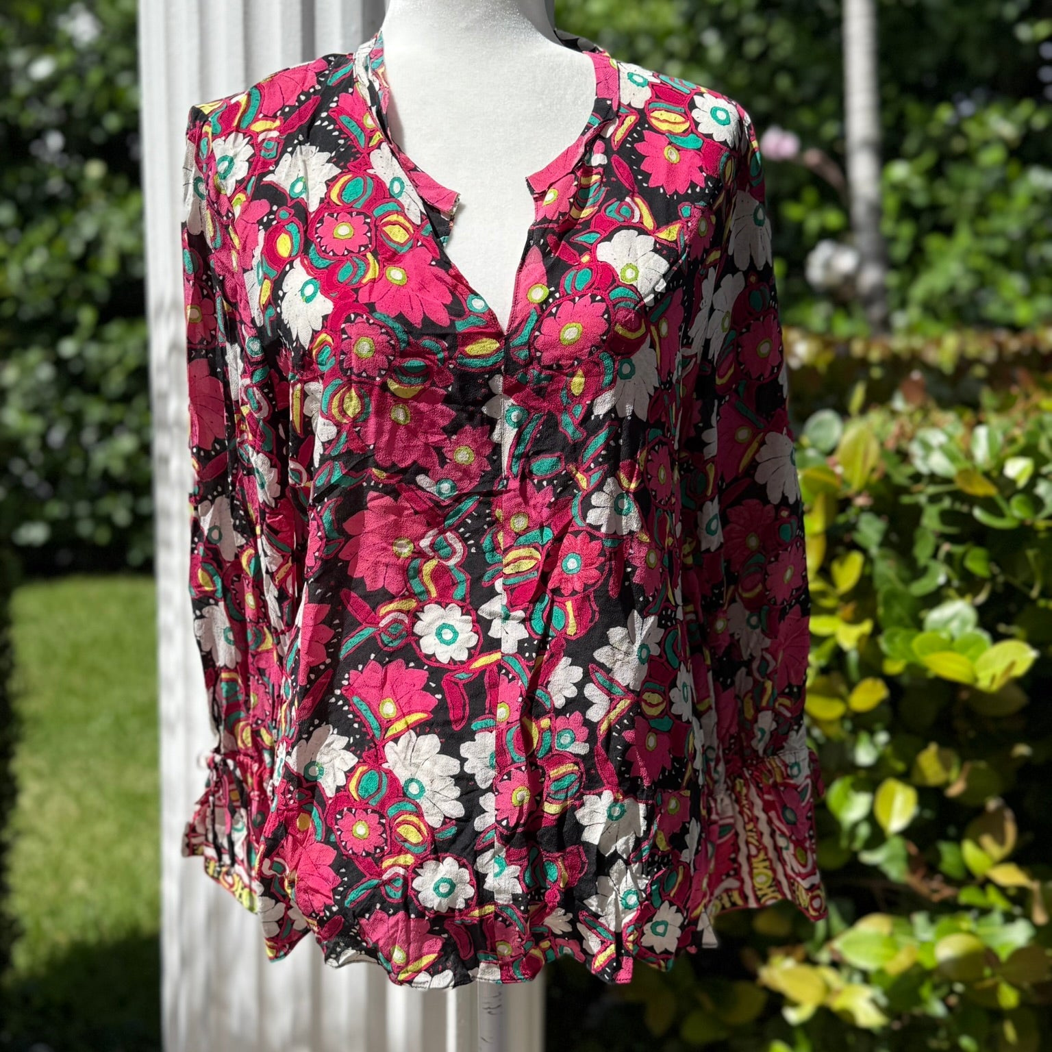 Kobi Halperin Floral Silk Blouse Size Medium