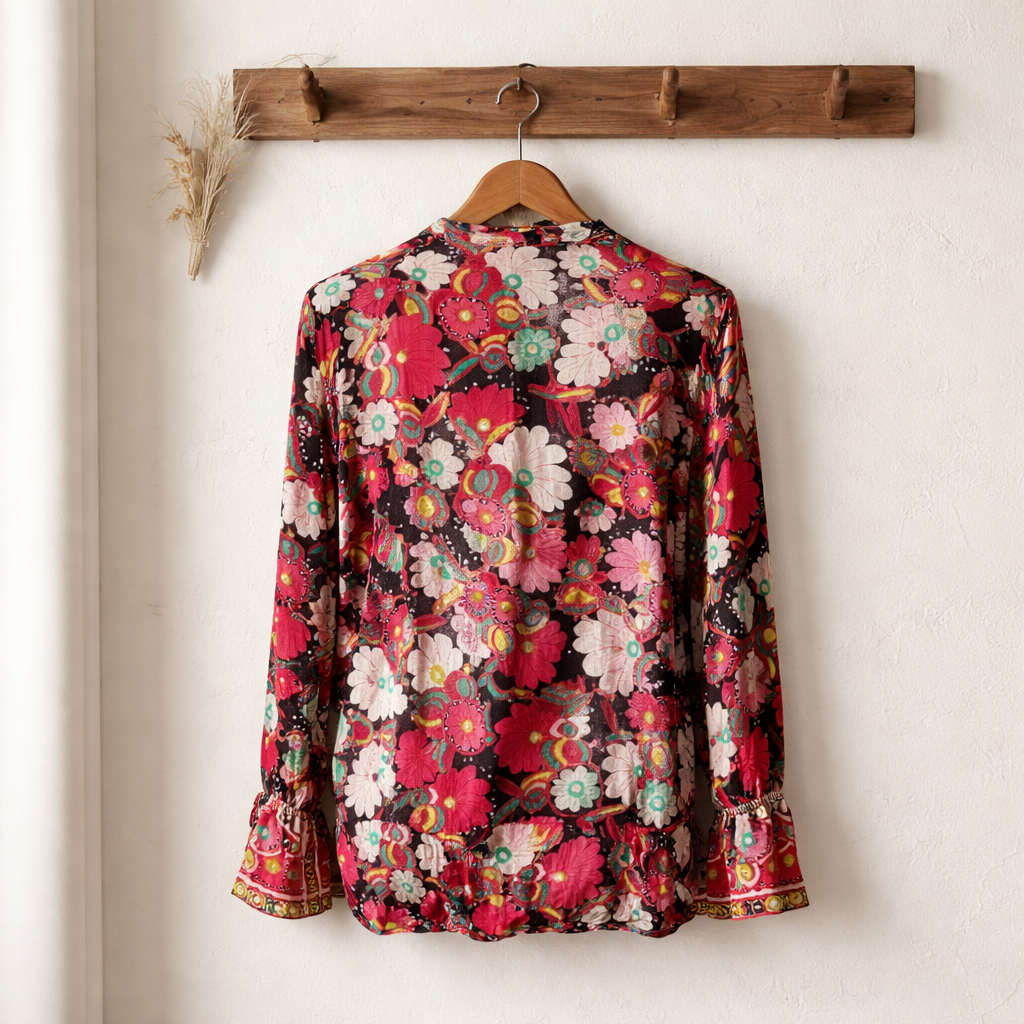 Kobi Halperin Floral Silk Blouse Size Medium
