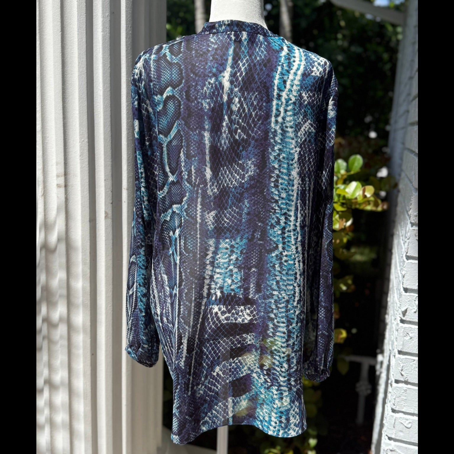 Hale Bob Beaded Snakeskin Print Blouse Size Large