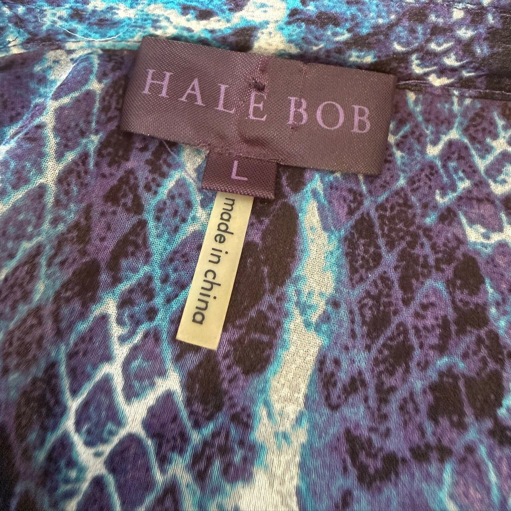 Hale Bob Beaded Snakeskin Print Blouse Size Large