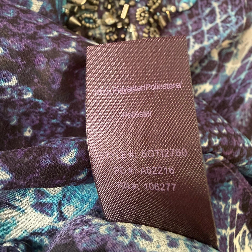 Hale Bob Beaded Snakeskin Print Blouse Size Large