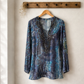 Hale Bob Beaded Snakeskin Print Blouse Size Large