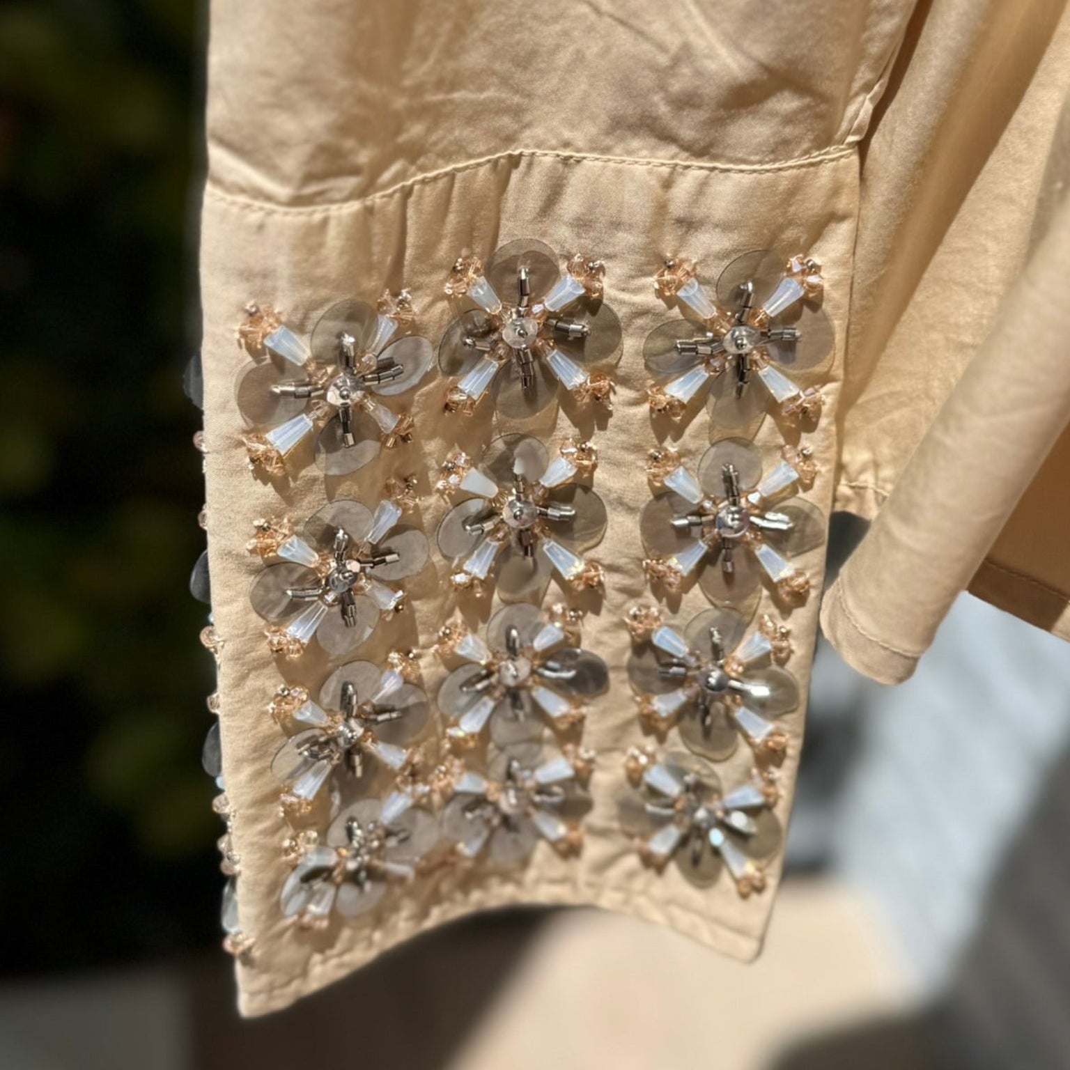 Tanya Taylor Embellished Cuff Button-Down Shirt Size XL