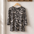 Elizabeth and James Black & White Abstract Print Blouse Size Large