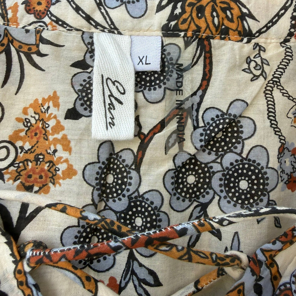 Elan Floral Print Boho Blouse Size XL