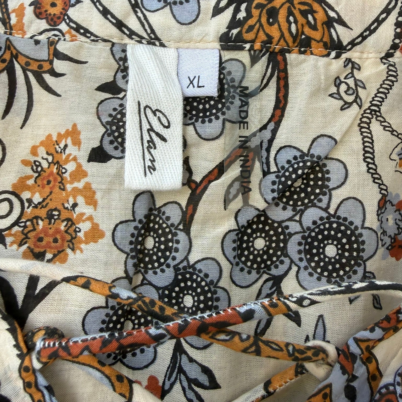 Elan Floral Print Boho Blouse Size XL