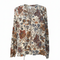 Elan Floral Print Boho Blouse Size XL