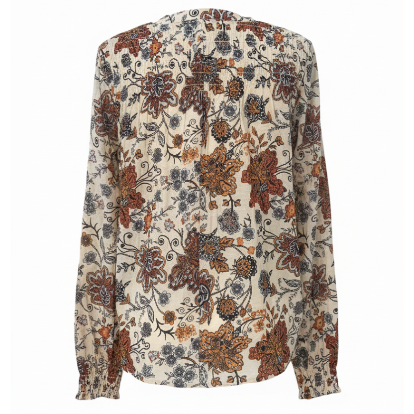 Elan Floral Print Boho Blouse Size XL