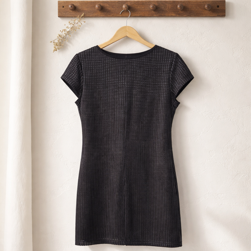 Drew Black Textured Scoop Neck Dress Size Medium