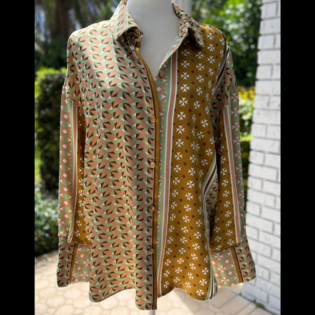 House of Harlow 1960 Geometric Blouse Size XL