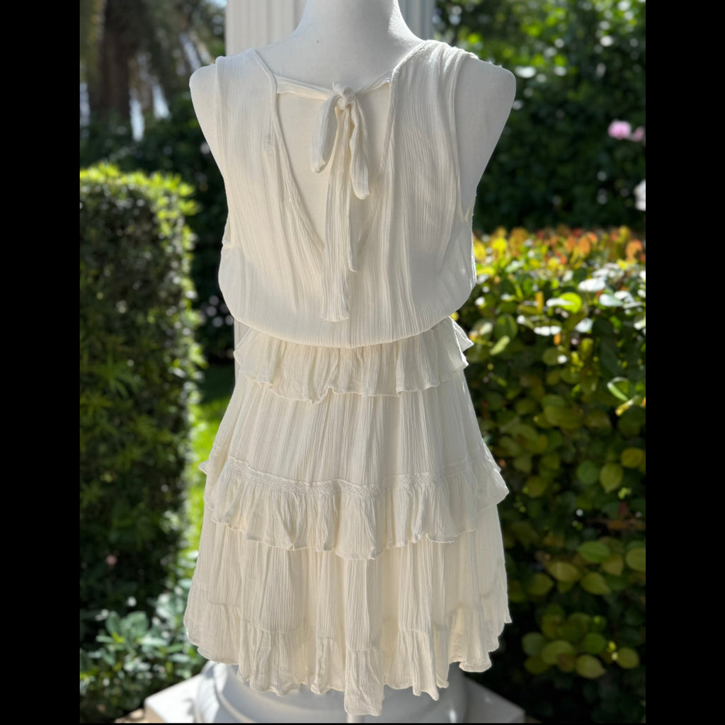 Mustard Seel White Tiered Mini Dress Size Small