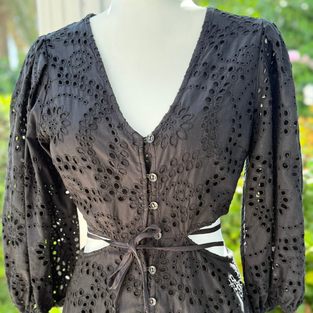Young Fabulous & Broke (YFB) Eyelet Cutout Midi Dress Size Small