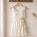 Mustard Seel White Tiered Mini Dress Size Small
