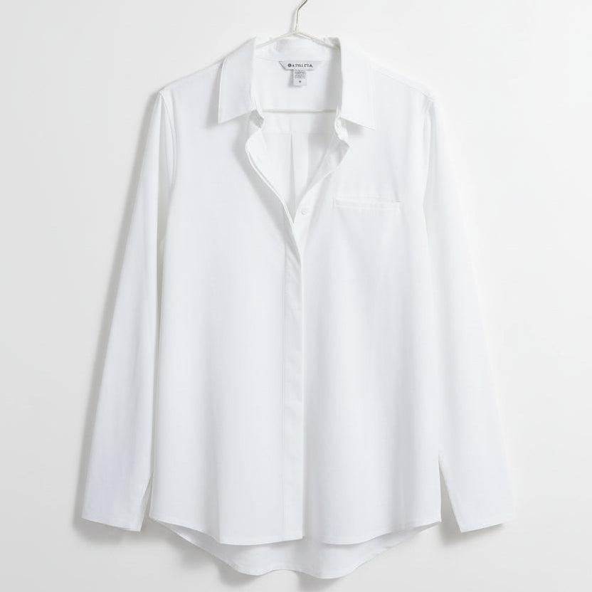 Athleta Urbanite Lightweight Long Sleeve Button Down Shirt- White Size Medium