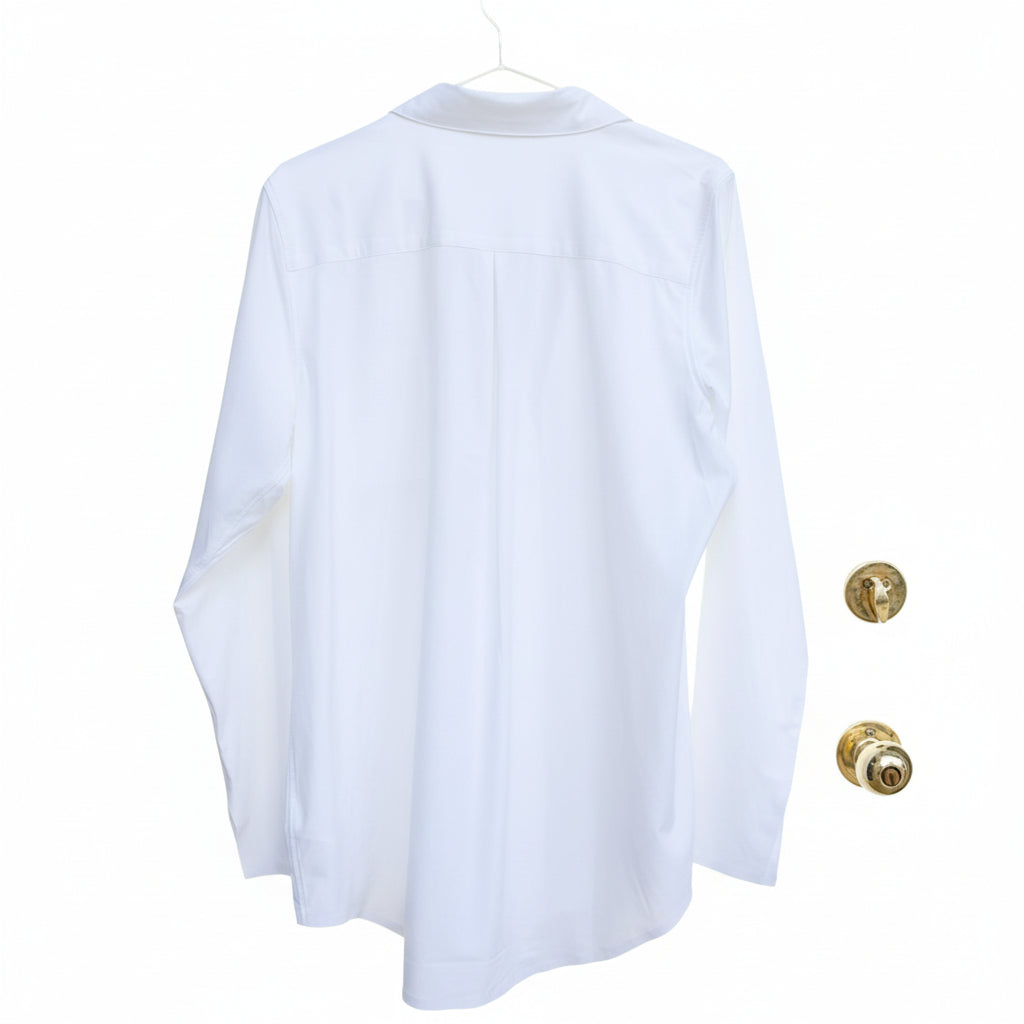 Athleta Urbanite Lightweight Long Sleeve Button Down Shirt- White Size Medium