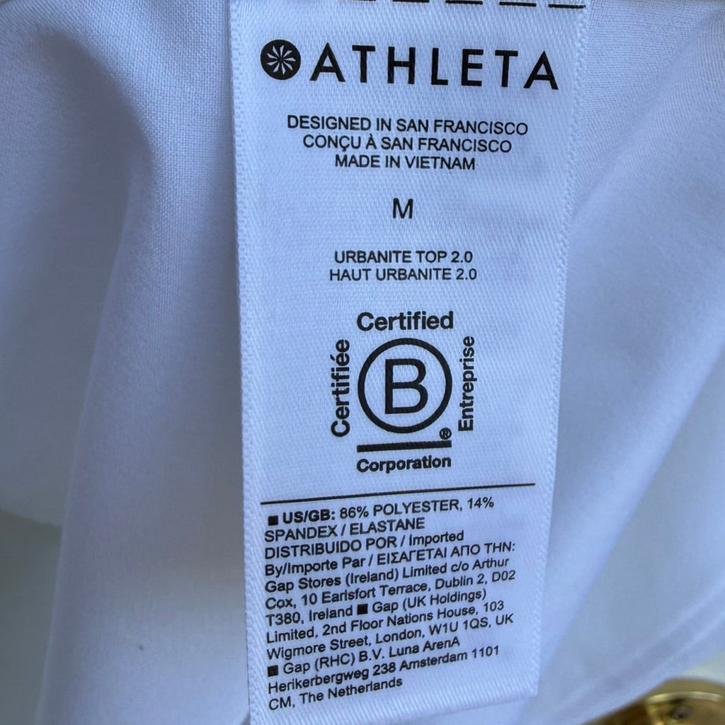 Athleta Urbanite Lightweight Long Sleeve Button Down Shirt- White Size Medium