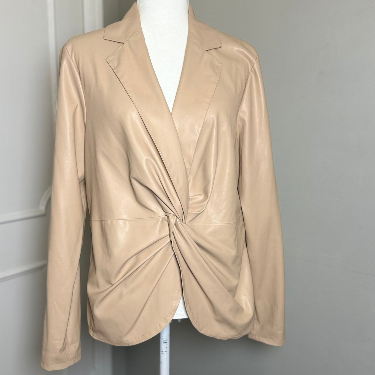 Donna Karan New York Faux Leather Top- Size Large