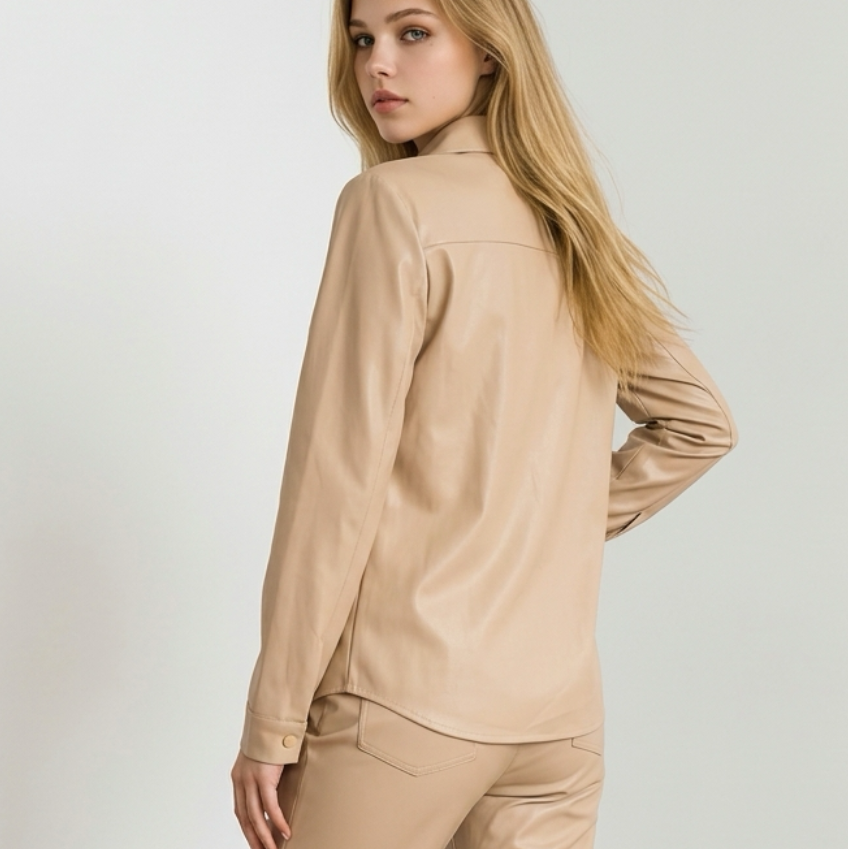 Donna Karan New York Faux Leather Top- Size Large