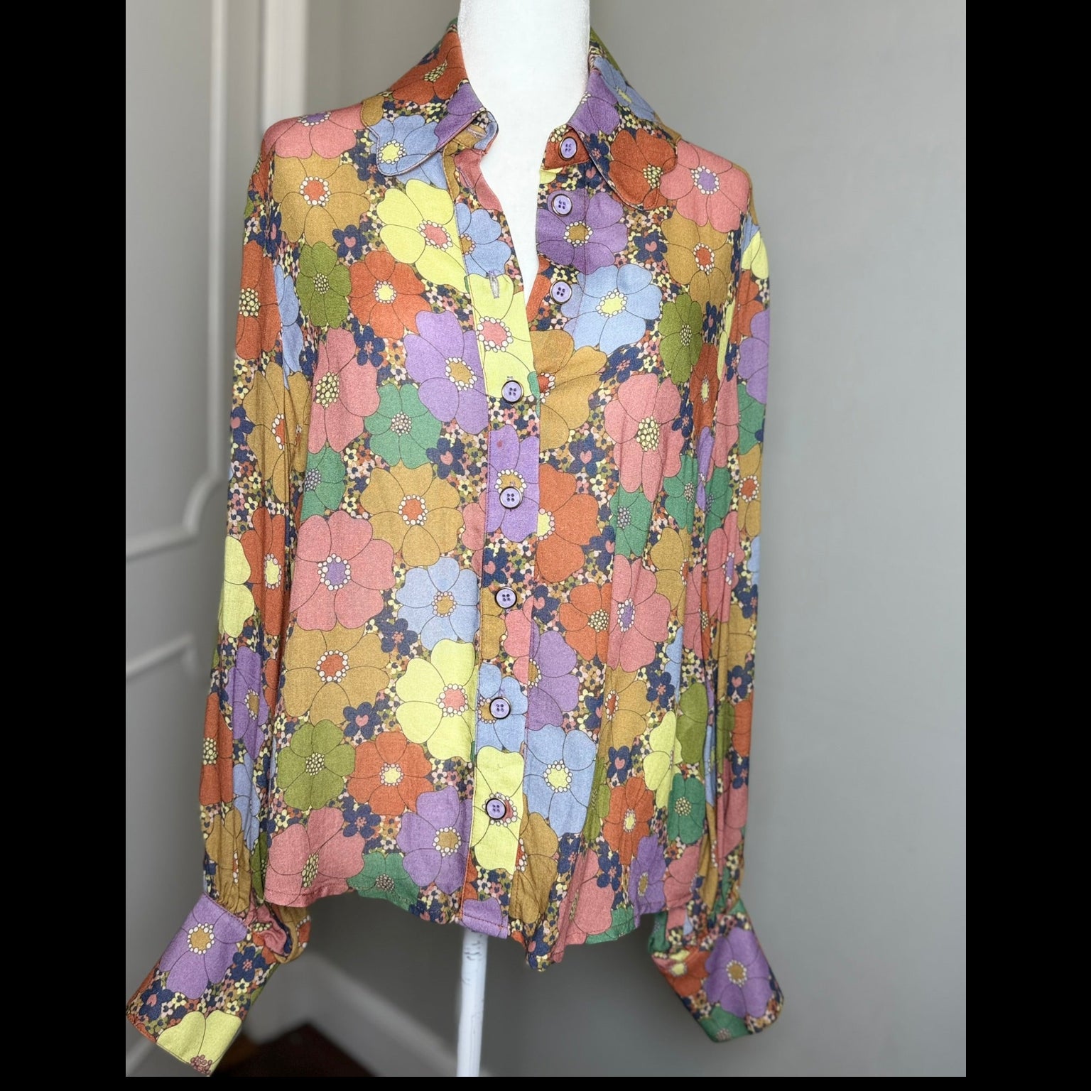 Manoush Floral Print Button-Down Shirt Size 10