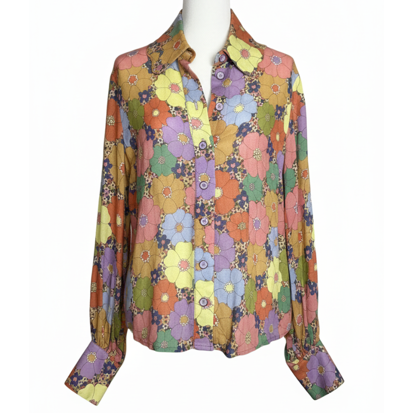 Manoush Floral Print Button-Down Shirt Size 10