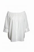 Zara White Off-the-Shoulder Button-Down Shirt Size Large