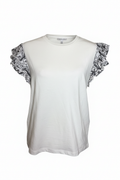 Zara Embroidered Ruffle Sleeve T-Shirt Size Medium