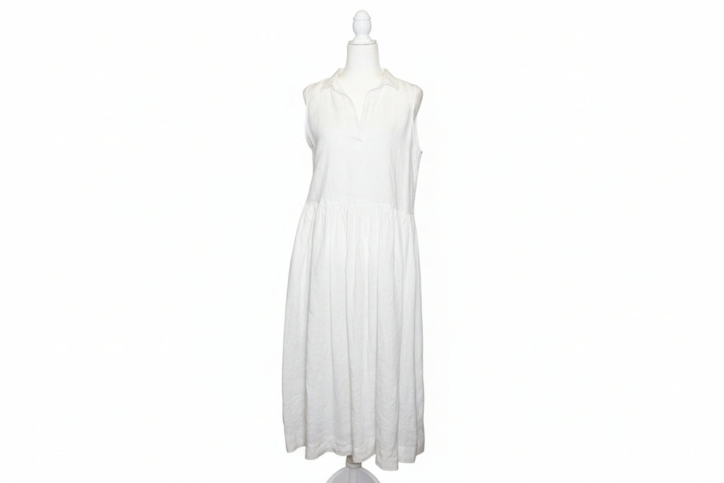 Frank & Eileen White Linen Sleeveless Dress Size Medium