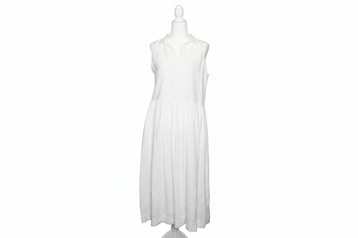 Frank & Eileen White Linen Sleeveless Dress Size Medium